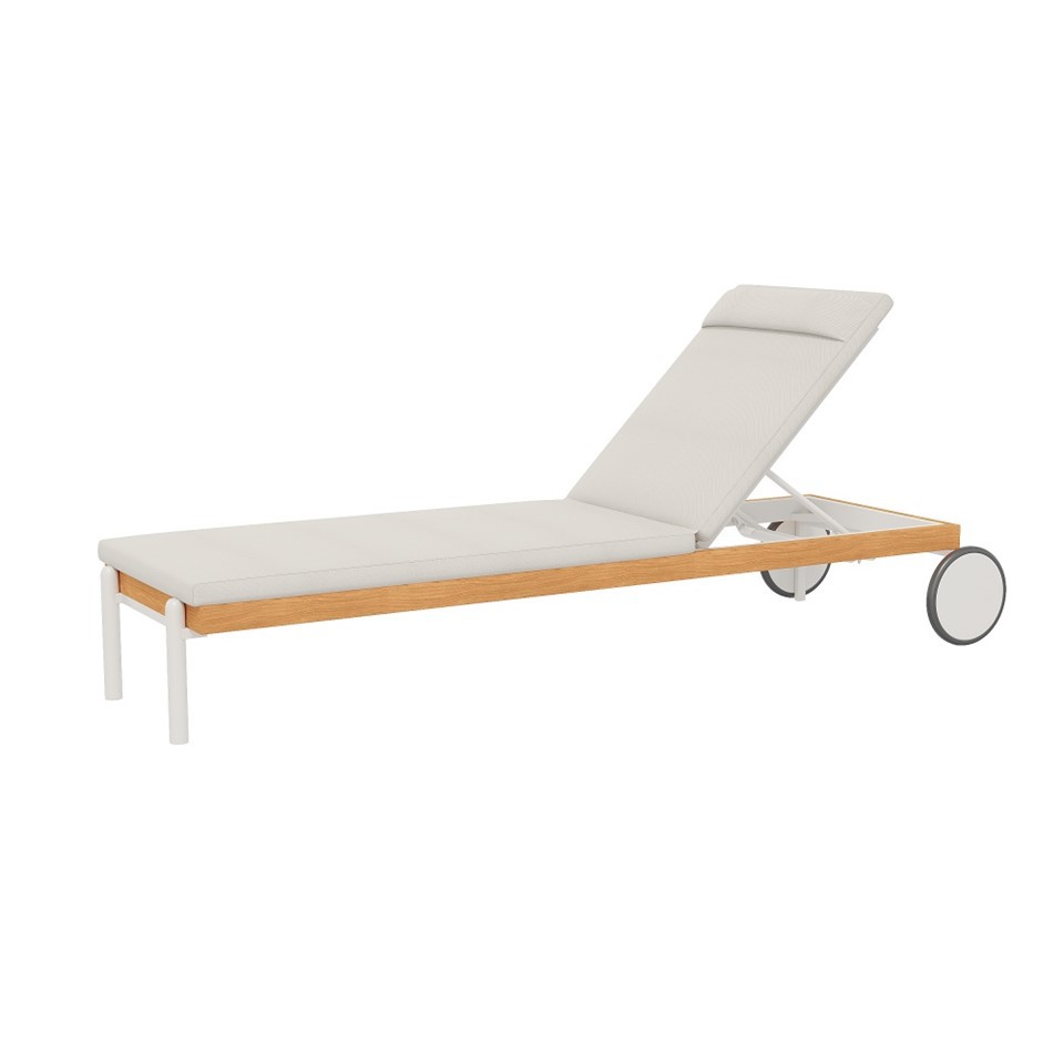 Sezlong de grădină stivuibil cu roți